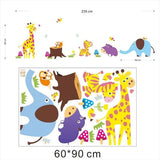 Children's Room Decoration Elephant and Cute Animals Wall Sticker size 60x90  zy1211