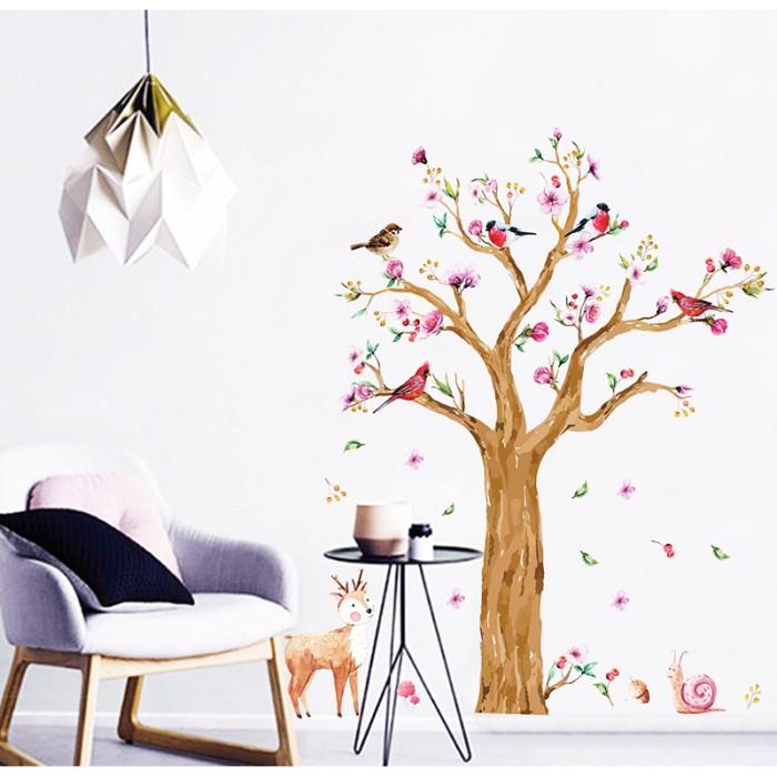 Double Cute Deer Tree wall Sticker - JM7336AB