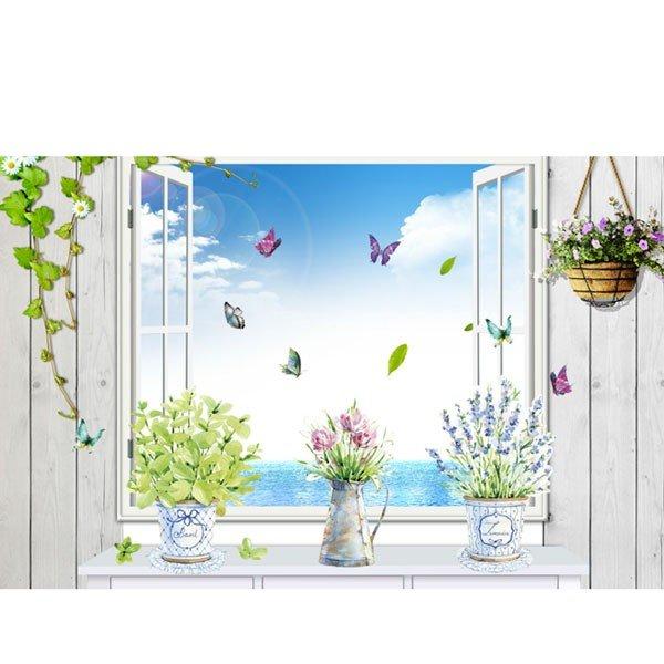 Wall Stickers JM7299 Butterfly vase decorated living room wall stickers background wall tile sticker glass sticker shop