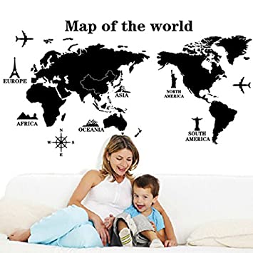 AY9133 New arrive Map of the World Wall sticker Black Large Vinyl Wall Decal Sticker Home decor