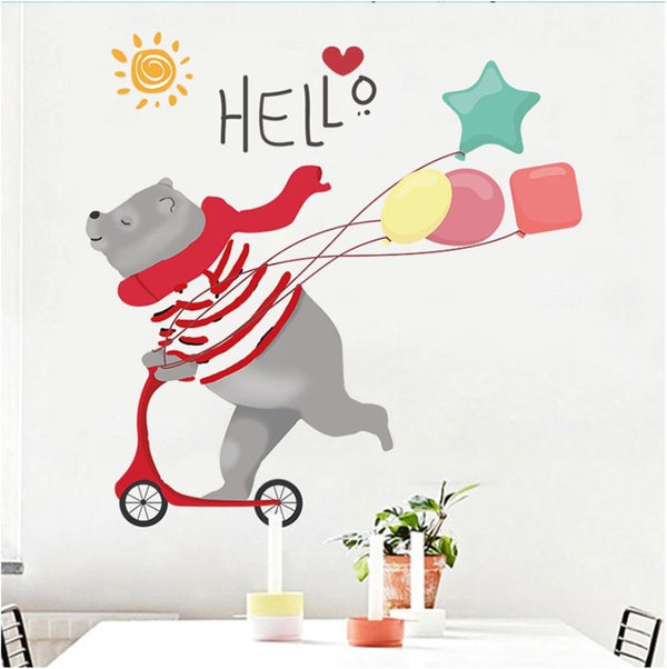 Cute Bear Bear Wall Sticker Removable Decoration Xl8387