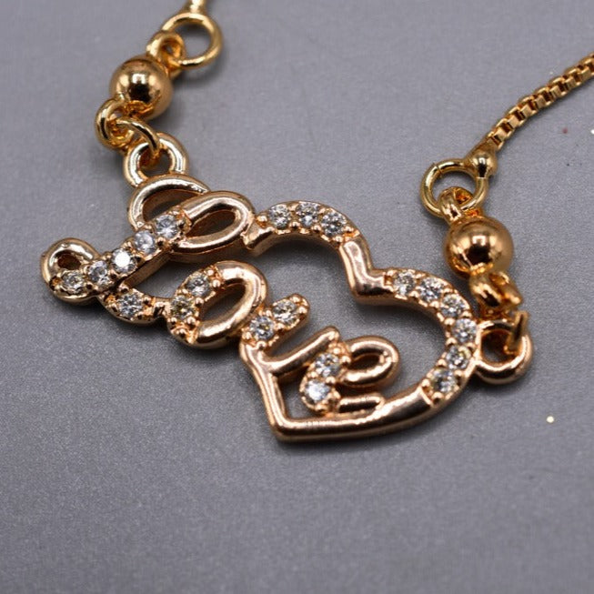 Elegant Gold Letter Love Pendant - Neckles