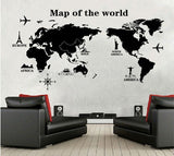 AY9133 New arrive Map of the World Wall sticker Black Large Vinyl Wall Decal Sticker Home decor