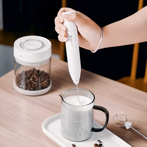 3 in 1 With spring  Electric Milk Frother Whisk Egg Beater USB Rechargeable Coffee Blender (random color)