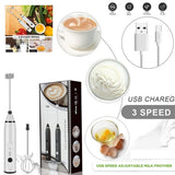 3 in 1 With spring  Electric Milk Frother Whisk Egg Beater USB Rechargeable Coffee Blender (random color)