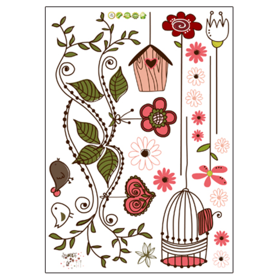 Home Decor - Wall Decal Bird And Cage Size 50x70cm Xh509