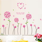 Oren Empower Charming Pink Flower Large Wall Stickers (Finished Size on Wall - 150(w) x 50(h) cm)