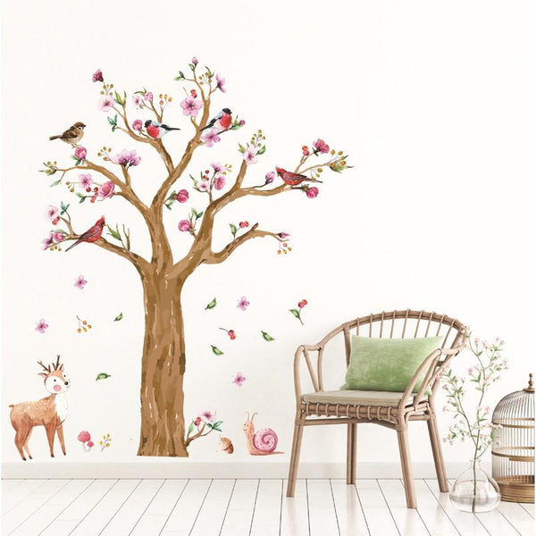 Double Cute Deer Tree wall Sticker - JM7336AB