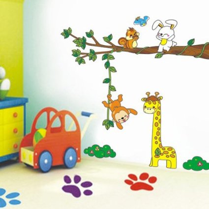 Giraffe Monkey Jungle wall Sticker Children;s Room Nursery Removable DM690003