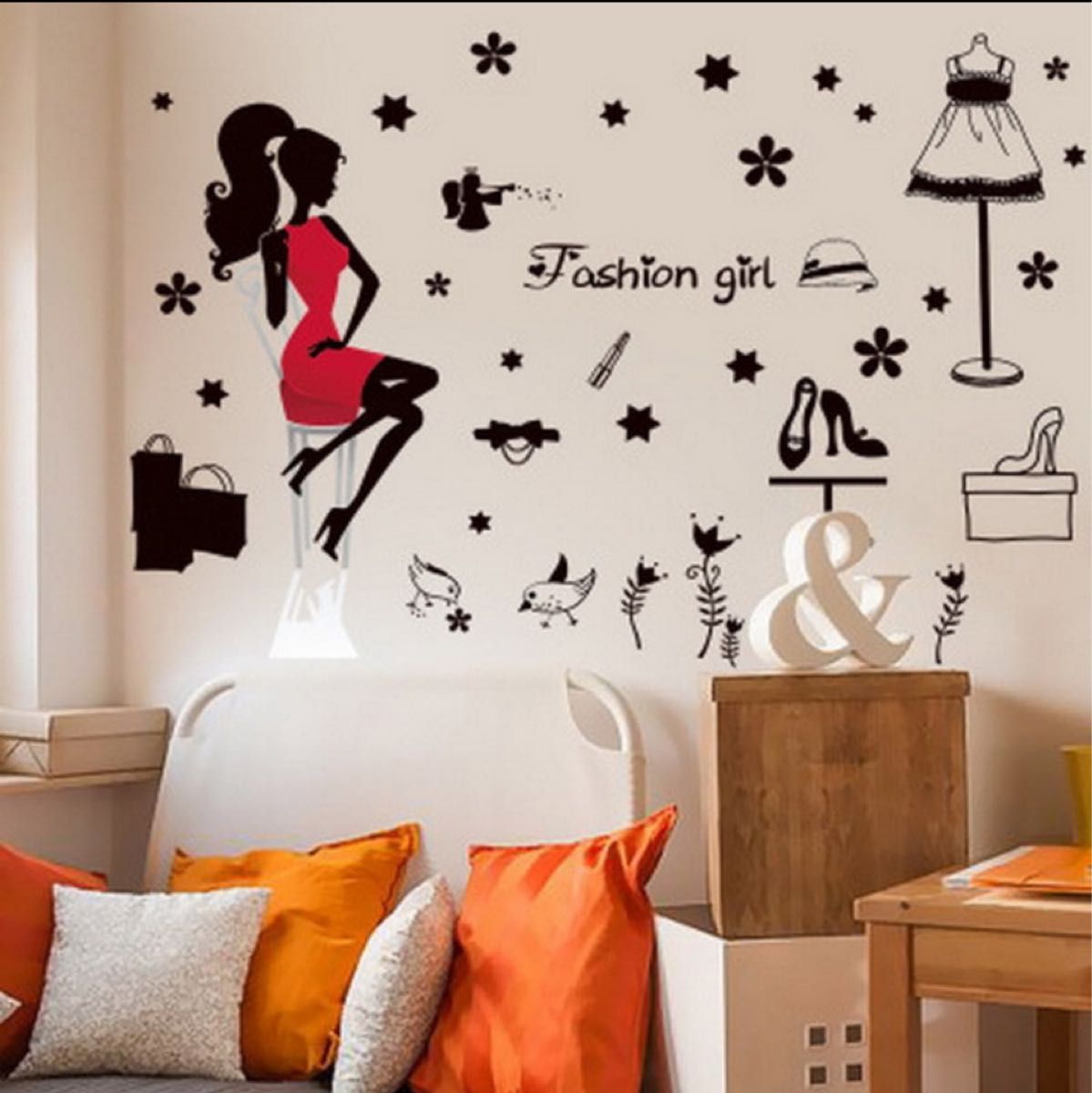 Wall stickers, fashion, beauty, stylish wallpaper, monochrome, makeover size 50x70 xls7212