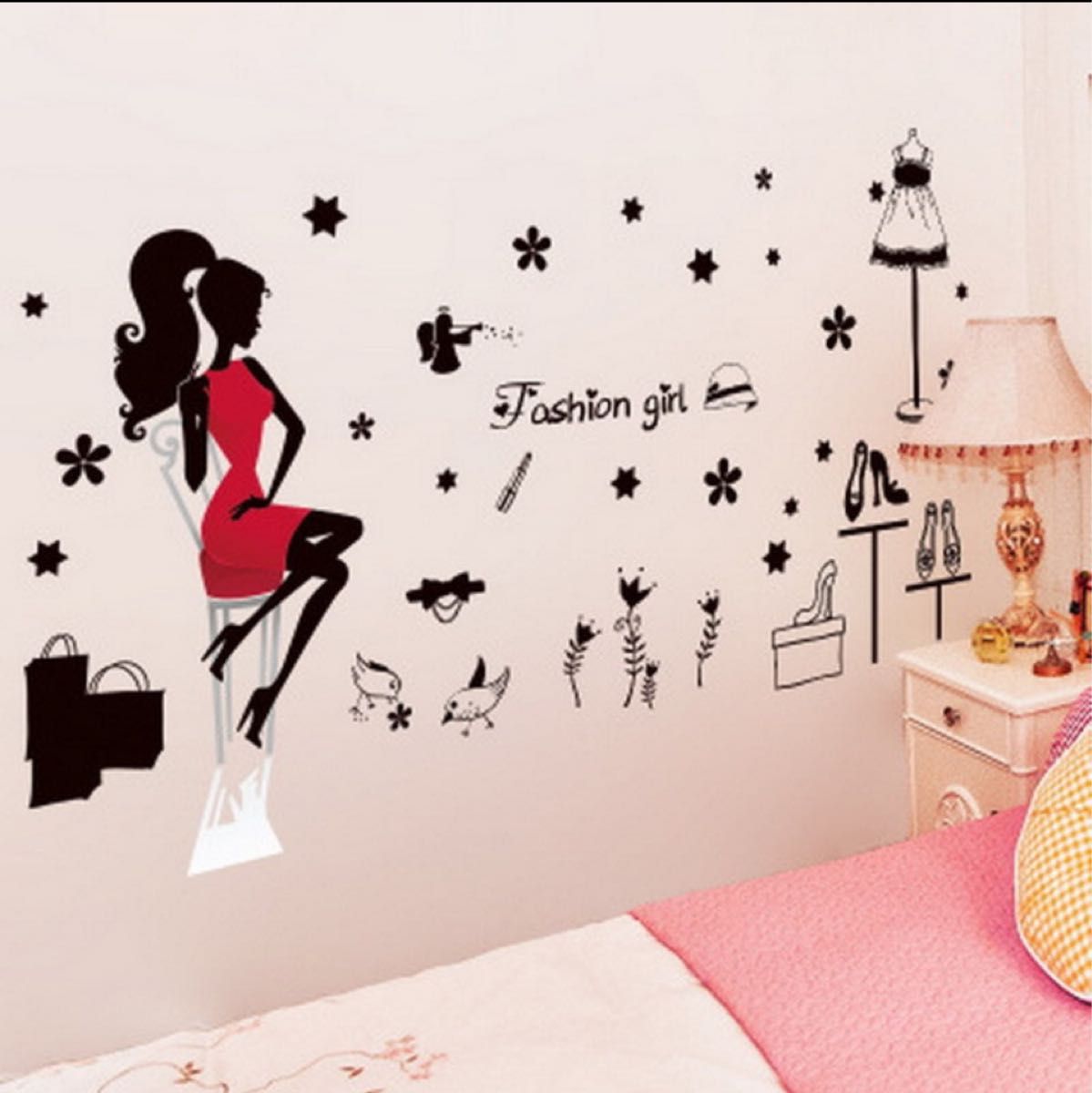 Wall stickers, fashion, beauty, stylish wallpaper, monochrome, makeover size 50x70 xls7212
