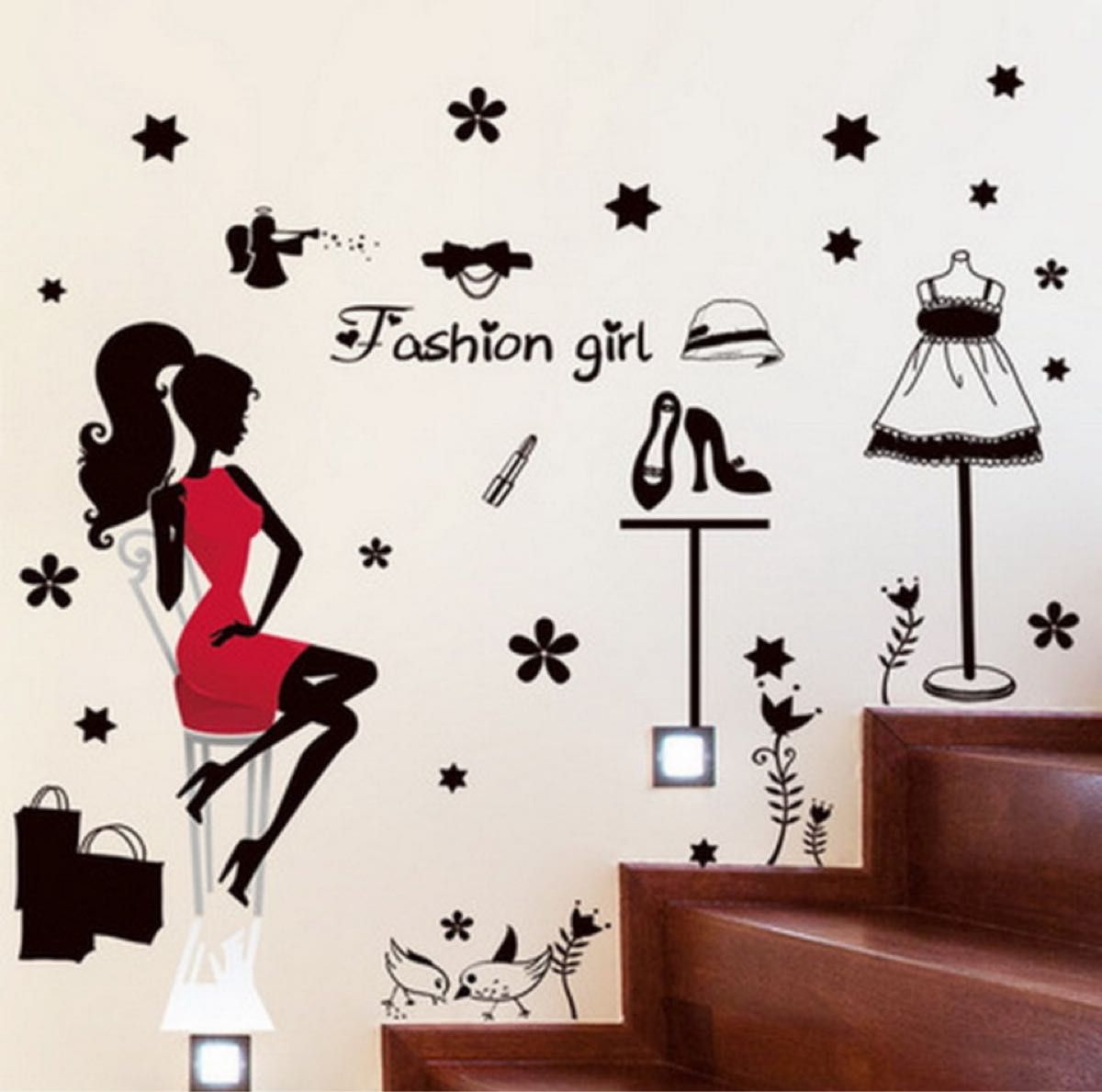 Wall stickers, fashion, beauty, stylish wallpaper, monochrome, makeover size 50x70 xls7212