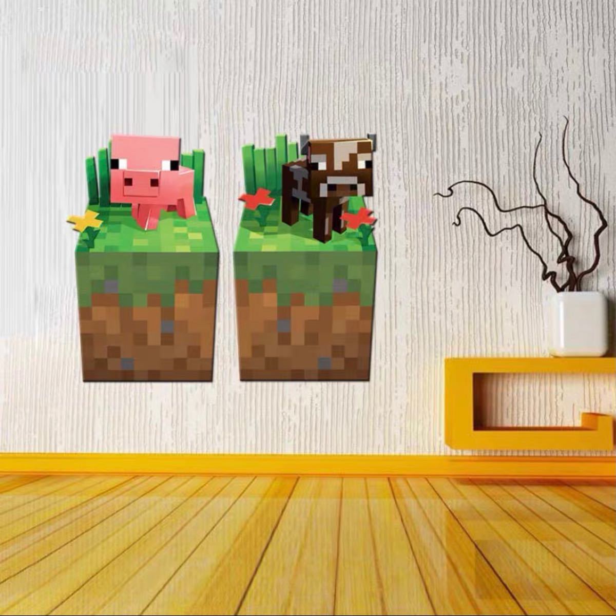 Minecraft Pig Cow Wall Stickers size 50x60 aw6025