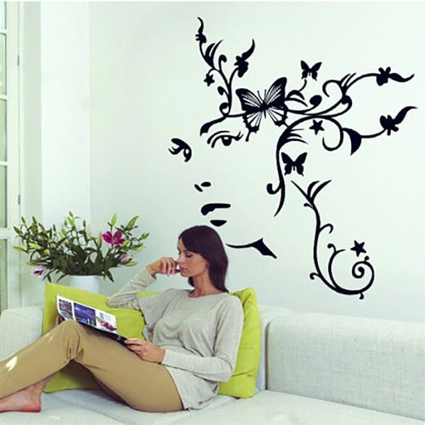 Wallstiker Dinding Siluet Gadis Bunga AY9118 Wall Sticker Kamar Tidur Anak Aesthetic