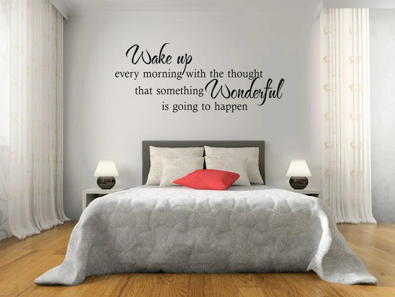 Bedroom 'Wake Up' Wall Art Quote, Modern Transfer, PVC Decal, Room Decor, Wall Sticke size 30x60cm Nc1045