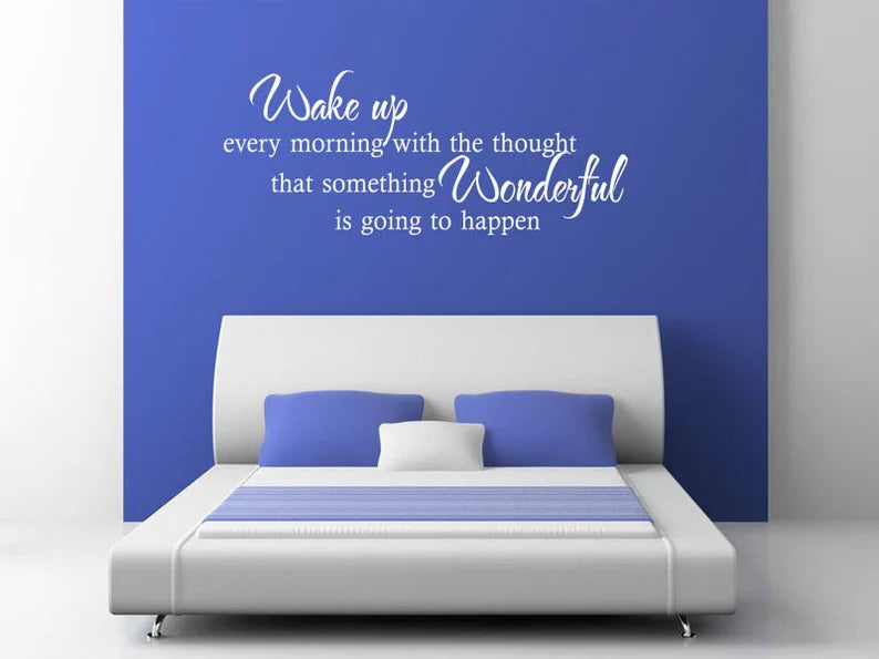 Bedroom 'Wake Up' Wall Art Quote, Modern Transfer, PVC Decal, Room Decor, Wall Sticke size 30x60cm Nc1045