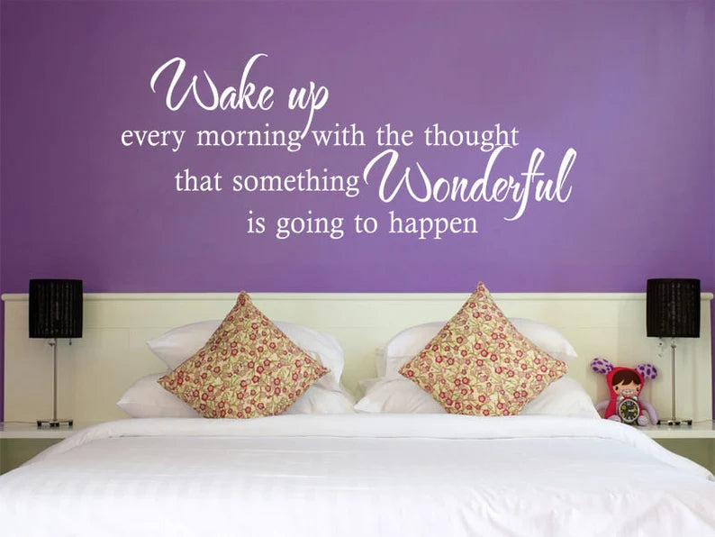 Bedroom 'Wake Up' Wall Art Quote, Modern Transfer, PVC Decal, Room Decor, Wall Sticke size 30x60cm Nc1045