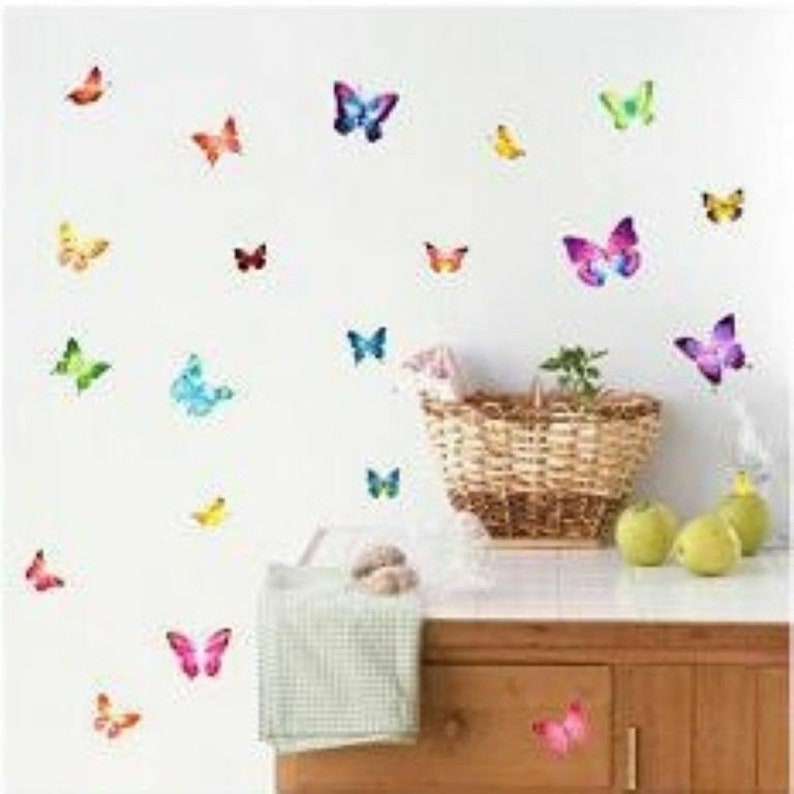 Butterfly World - Wall Decals Stickers Appliques Home Decor Hl964  ‎Size: 60x34