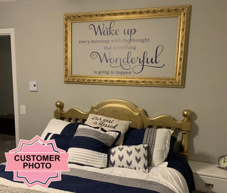 Bedroom 'Wake Up' Wall Art Quote, Modern Transfer, PVC Decal, Room Decor, Wall Sticke size 30x60cm Nc1045