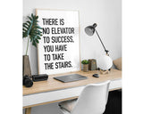 "There Is No Elevator to Success – Motivational Quote Wall Sticker for Stairs" size47x30 inch