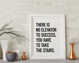 "There Is No Elevator to Success – Motivational Quote Wall Sticker for Stairs" size47x30 inch