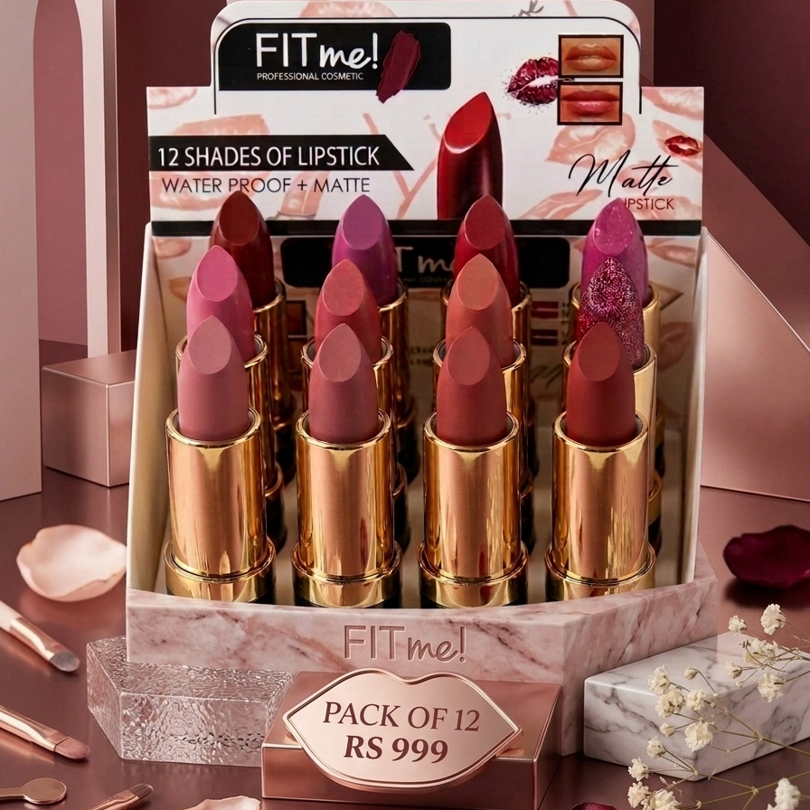 Fit Me Matte Lipstick Set Pack of 12 – Long Lasting Waterproof Liquid Lipsticks Kit for Women