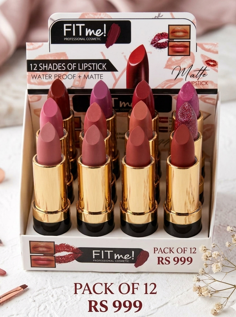 Fit Me Matte Lipstick Set Pack of 12 – Long Lasting Waterproof Liquid Lipsticks Kit for Women