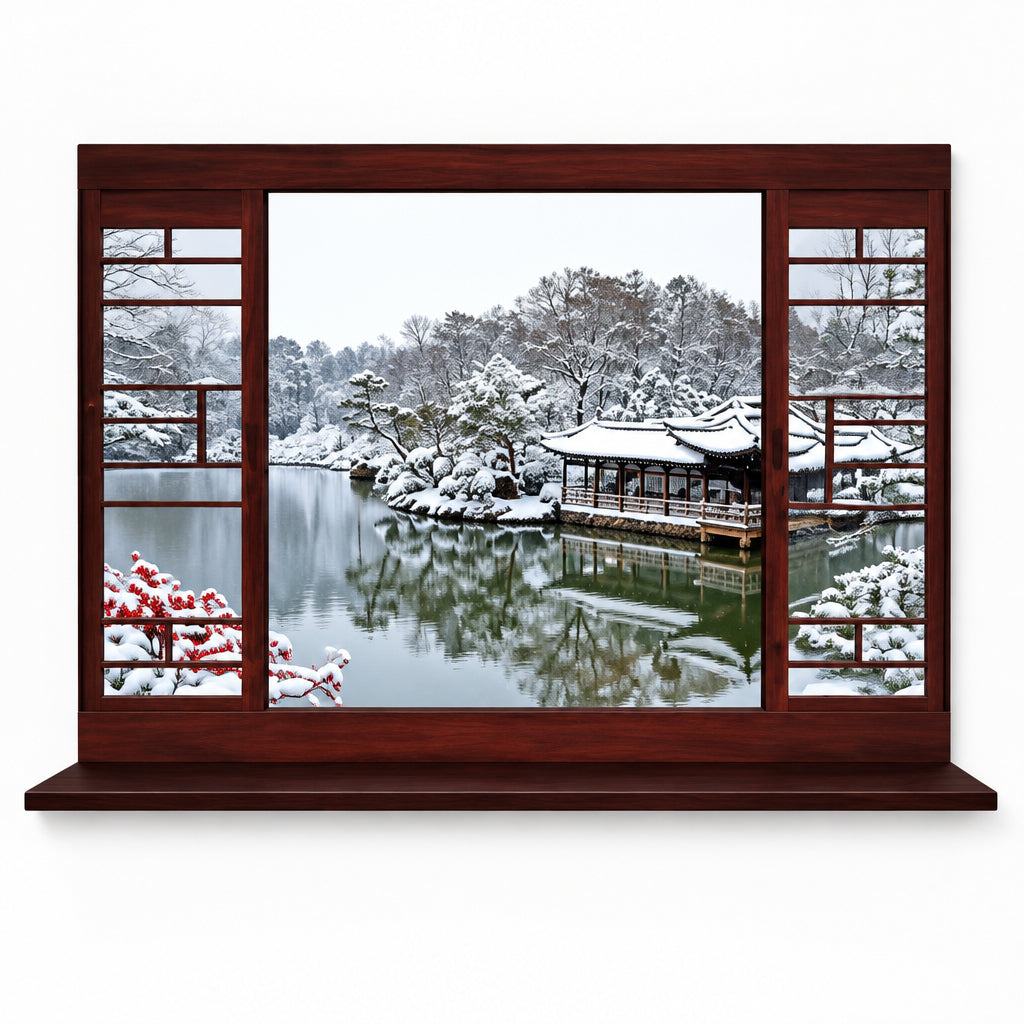 Seasons Landscape Fake Window Sticker Garden Landscape 3D Wall Art Vinyl Wall Picture Home Decoration Chinese Wallpaper 90 x 60 cm mj8018b  Wall Decor Sticker