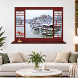 Seasons Landscape Fake Window Sticker Garden Landscape 3D Wall Art Vinyl Wall Picture Home Decoration Chinese Wallpaper 90 x 60 cm mj8018b  Wall Decor Sticker