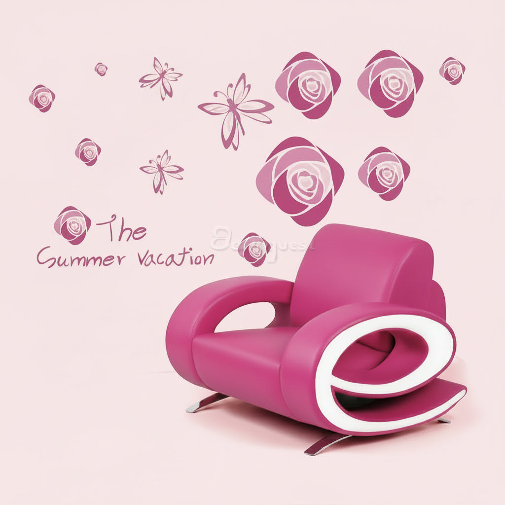 DNVEN  inches DIY 3D Pink Rose Flowers Peel and Stick Wall Decals Sticker size 50x70 dm570126