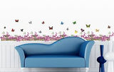 XY8068 Unique vinyl wall stickers for rooms, murals, decals, tattoos, transfers for skirting boards with delicate butterflies and purple flowers designs by VAGA