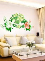 Green & Red Leaves Printed Durable Waterproof Wall Stickers size 60x90 ay916