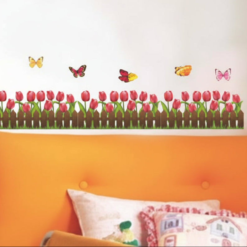 Wall Sticker Meadow Spring Window Sticker Flowers Grass Butterflies Border I Wall sticker size 50x70 dms570029