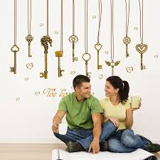JAAMSO ROYALS ' Retro Love Key' Sticker for Wall Decor and Home Decor(PVC Vinyl, 90 CM X 60 CM, Decorative Stickers)