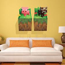 Minecraft Pig Cow Wall Stickers size 50x60 aw6025