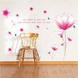Decal painting, Korean wall decal pink crystal flower size 60x90  AY9184a