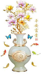 Flower  jojoz Wall Stickers, Embossed Vase Colored Flower Bedroom Wallpaper, Creative Self-Adhesive Waterproof Bedside Bedroom Background Aesthetic Decor Vase GS9589 Size: 60x90 cm