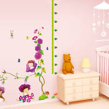OneHouse Morning Glory Purple Flowers Little Children Measurement Growth Chart (60-180cm) Wall Sticker for Kids Room
