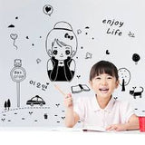 【IKE】DIY Cartoon ly Cute Girl Vinyl Wall Sticker Enjoy Life Quotes Home Decal Kids Baby Rooms Decoration Wall Art Murals size 50x70 xls7098