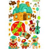 Wall Decals, Nursery Wall Stickers, Decorations for Baby Girls, Boys, Create Rooms Art Decor for Kids, Removable Vinyl Peel and Stick, Teddy Bears in Hot Air Balloon, Birds and Bees abc 1036