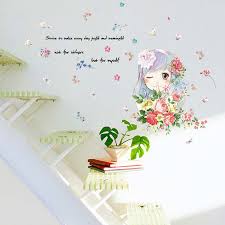 Playful girl cartoon wall stickers children room bedroom living room background decoration can remove the stickers size 50x70 xls7200
