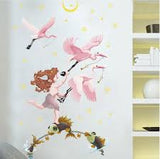 【WEJA】Lovely Bird Fish Door Sticker Cartoon Animals Wall Sticker for Kids Room Moon Boy Home Decor Art PVC Vinyl Wallpaper Removable size 50x70 xls7221
