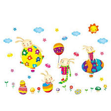 Wall sticker Eggs and Rabbit XLs7198 size (70x50) Stiker Dinding