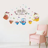 Wall Stickers, Hand Painted Flower Pots for Kids Rooms Children's Room Bedroom Bathroom Kitchen Window Home Decor Art Decal size 50x70 sk7105