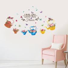 Wall Stickers, Hand Painted Flower Pots for Kids Rooms Children's Room Bedroom Bathroom Kitchen Window Home Decor Art Decal size 50x70 sk7105