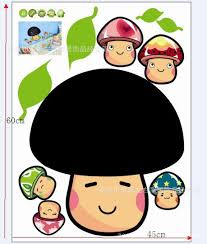 【WEJA】Send Boxed Chalk Cartoon Mushroom Head Blackboard Wall Stickers Home Decor Decoration For Kids Rooms waterproof removable size 50x70 ay629