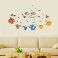 Wall Stickers, Hand Painted Flower Pots for Kids Rooms Children's Room Bedroom Bathroom Kitchen Window Home Decor Art Decal size 50x70 sk7105