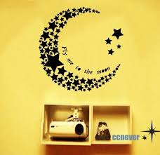 Gadgets Wrap Vinyl Moon and Stars Wall Pattern Moon DIY Star Wall Sticker size 50x70 xy6031