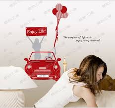 Wall stickers featuring a Mini Cooper car and balloons, perfect for weddings, cafes, and living rooms. size 45x60 ay6010