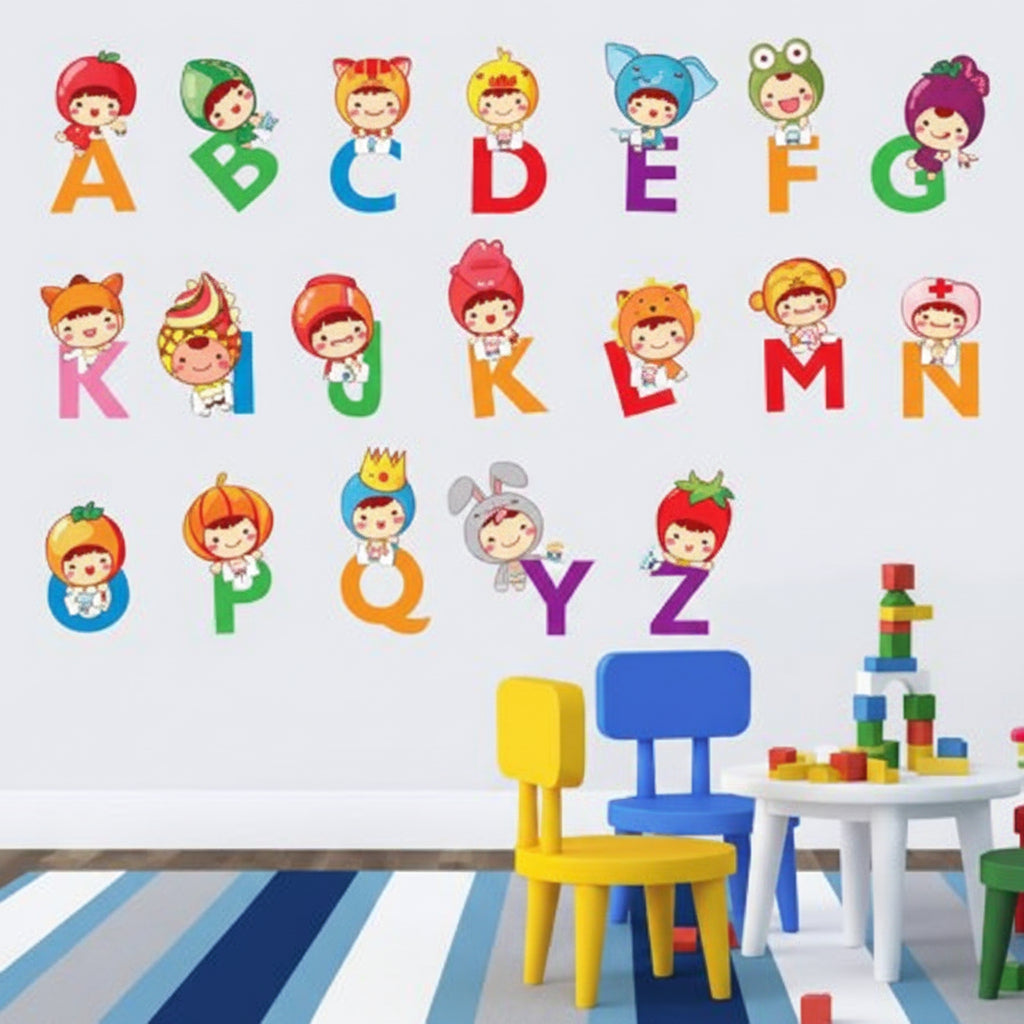 JAAMSO ROYALS Kid 's Room Cartoon Learning to Read Pictures Baby English Animal Letters Education Alphabet ' Wall Sticker (PVC Vinyl, 60 cm X 45 cm, Children's Room Décor Stickers)  size  45x60  lc6002